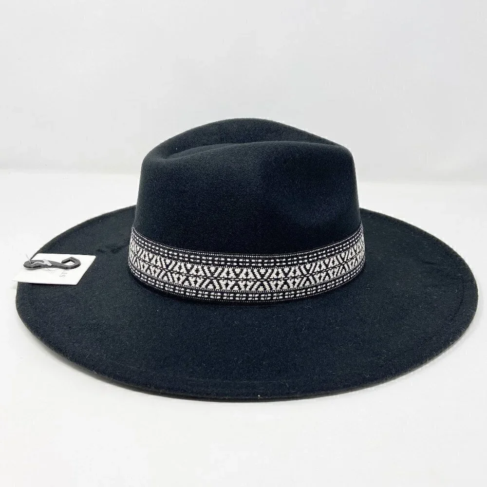 Black Wide Brim Rancher Style Hat